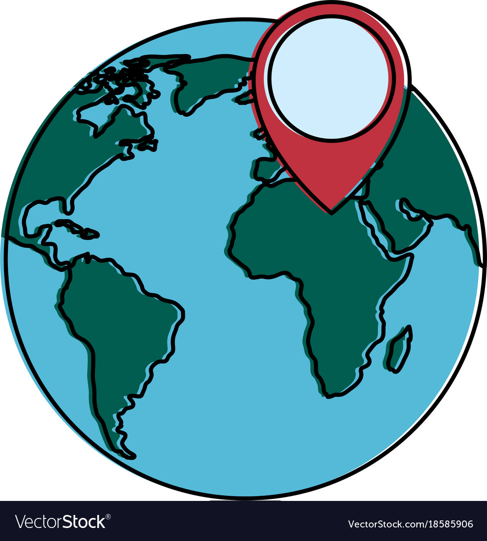 World planet earth with pin pointer