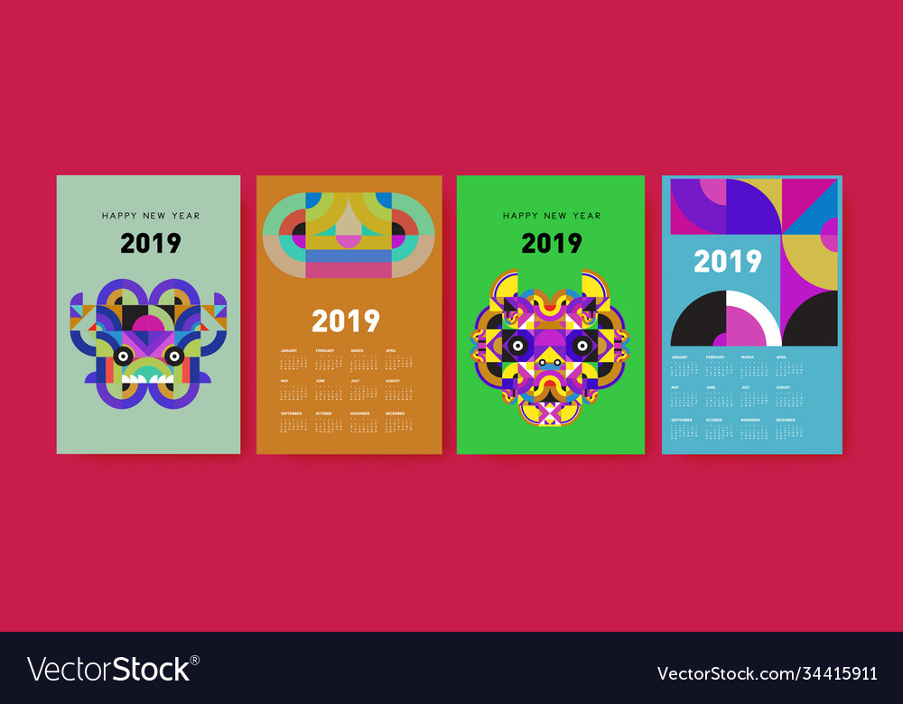 2021 calendar design template with colorful Vector Image 2021 calendar design template with colorful