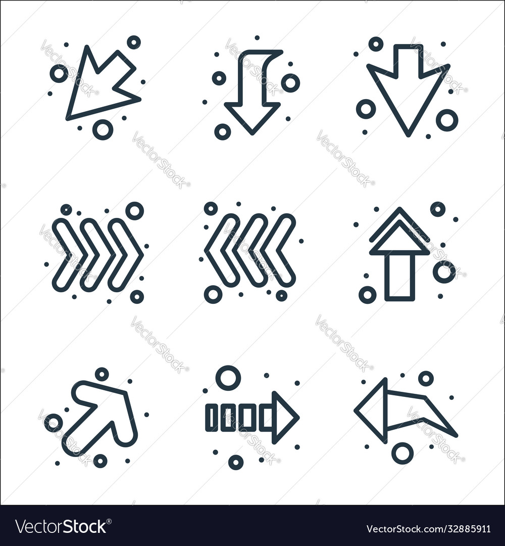 Arrows line icons linear set quality