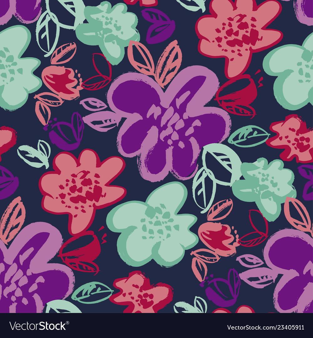 Botanical color seamless pattern vector image Botanical color seamless pattern