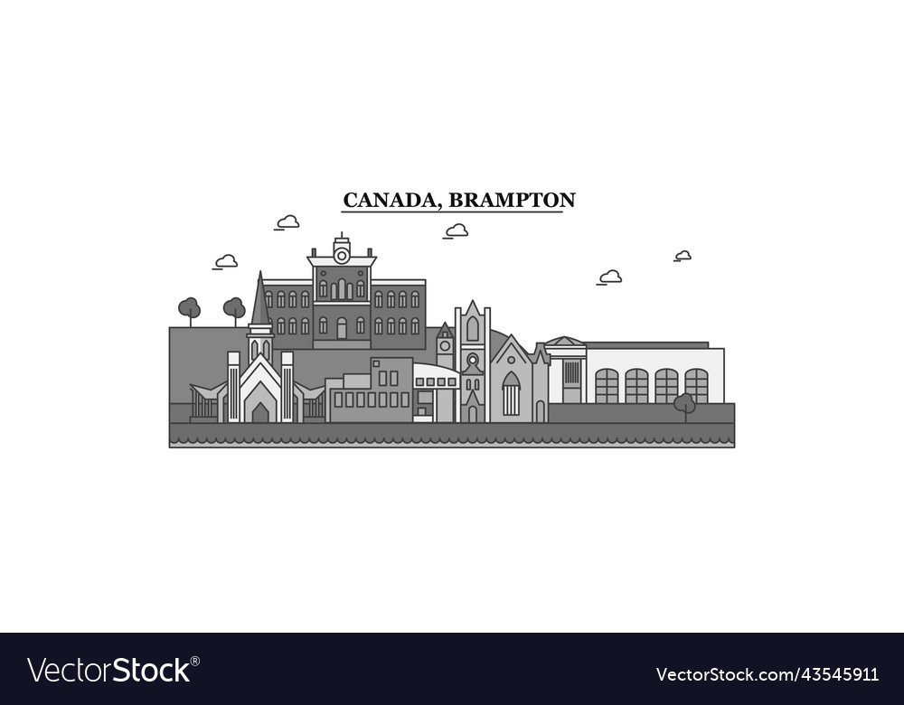 Canada brampton city skyline isolated Royalty Free Vector