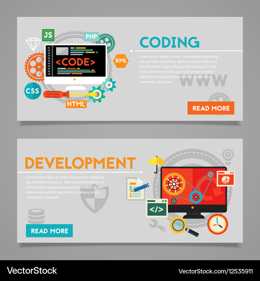 Development And Coding Concept Banners Royalty Free Vector