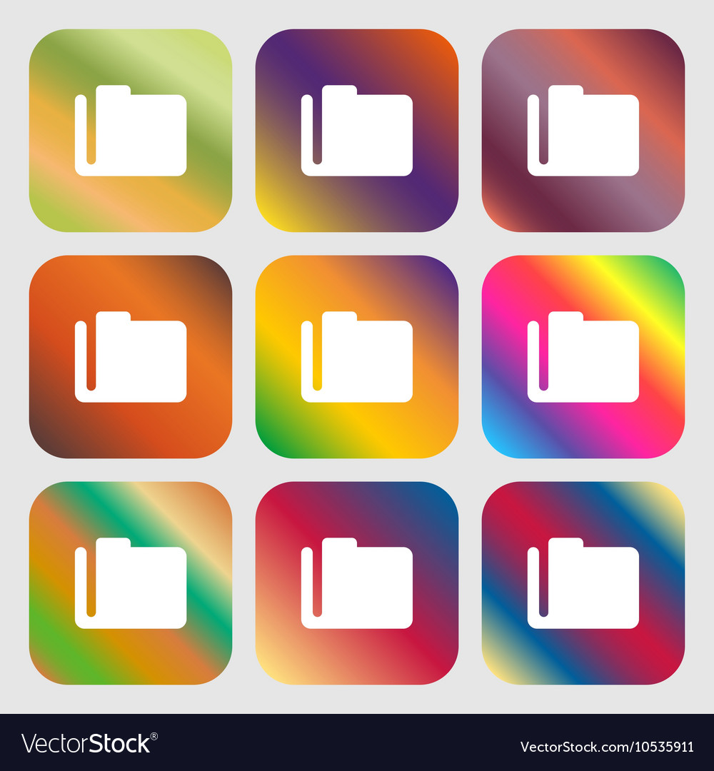 Document folder icon nine buttons with bright