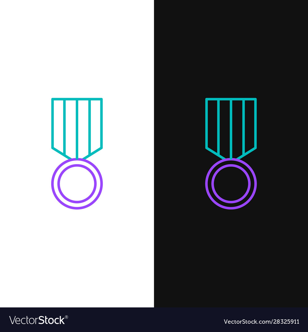 Green and purple line military reward medal icon