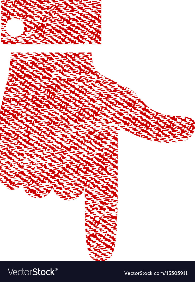 Hand pointer down fabric textured icon Vector Image Hand pointer down fabric textured icon