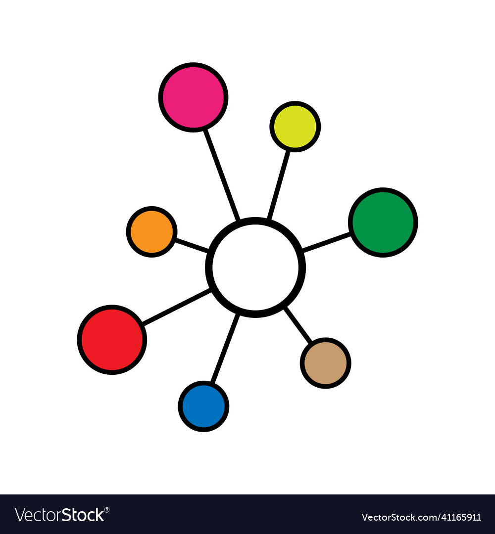 Hub flat network icon connect structure symbol vector image Hub flat network icon connect structure symbol