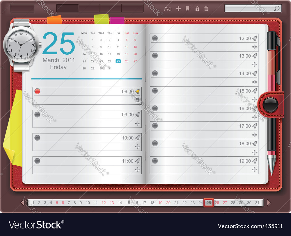 Personal organizer template Royalty Free Vector Image