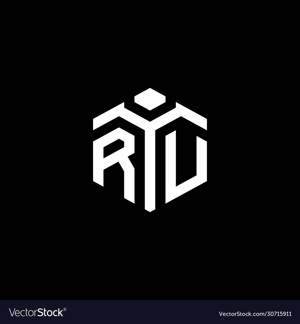 Ru monogram logo with abstract hexagon style