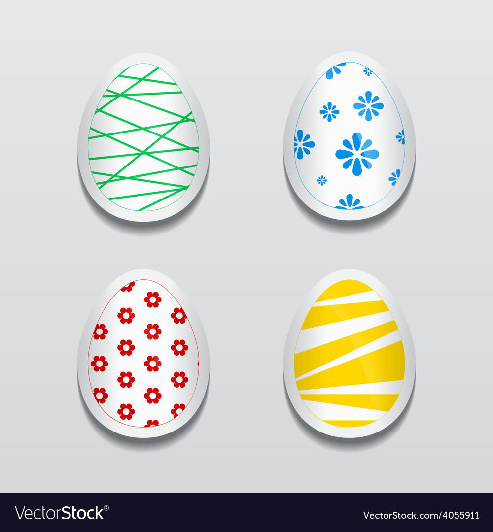 Set 3d egg stickers with different patterns