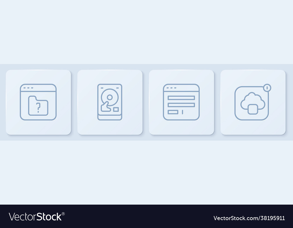 Set line file missing browser window hard disk vector image Set line file missing browser window hard disk