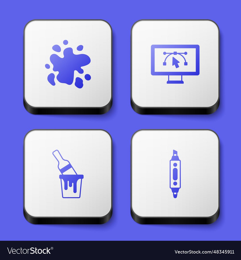 Set paint spray computer with design program vector image Set paint spray computer with design program