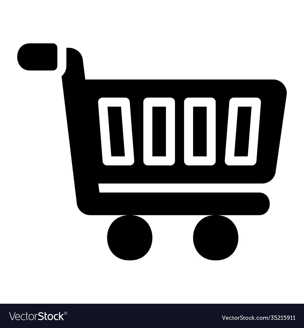 Shopping cart icon in solid style for any projects