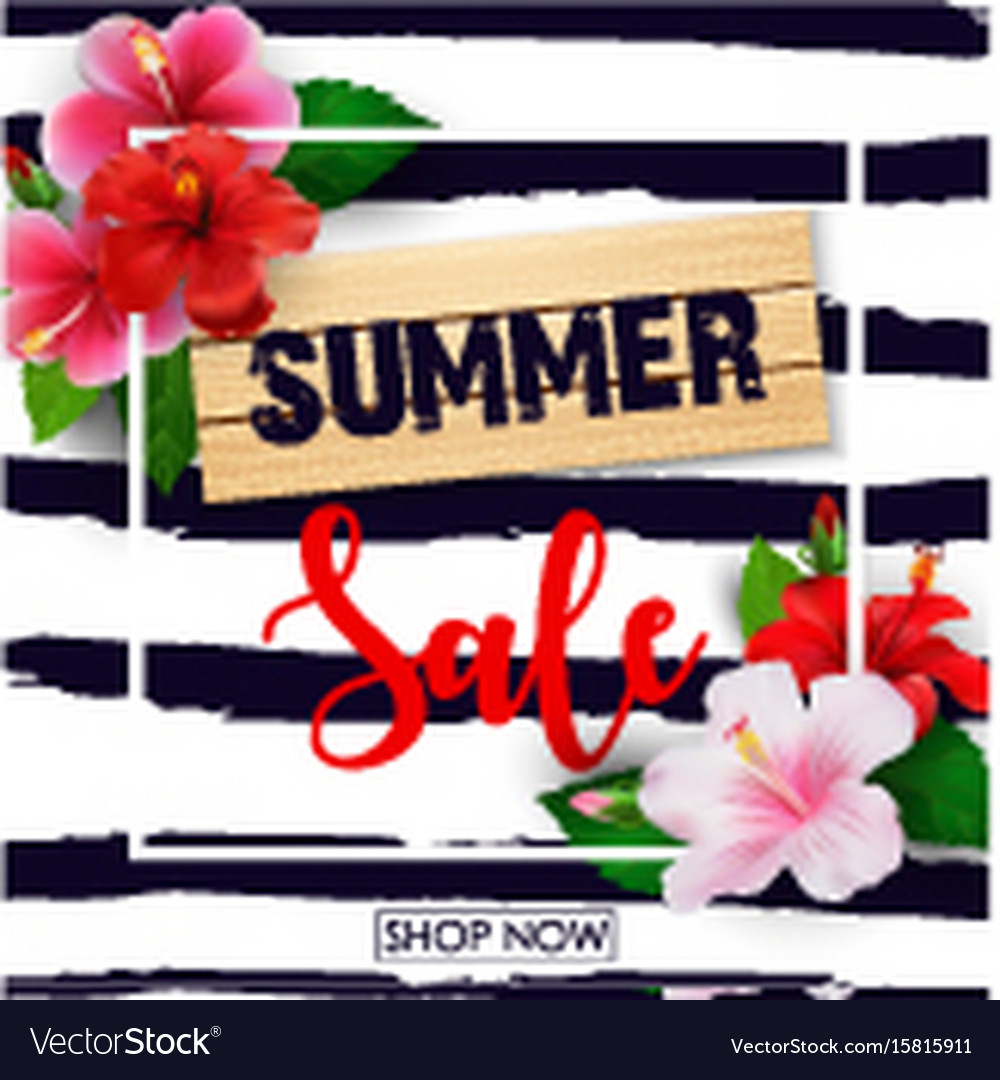 Summer sale background with tropical flowers