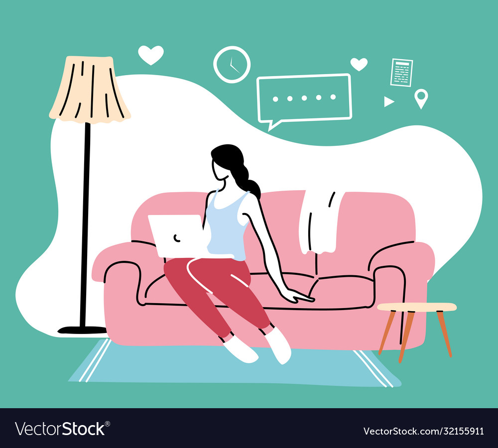 Young woman working at home