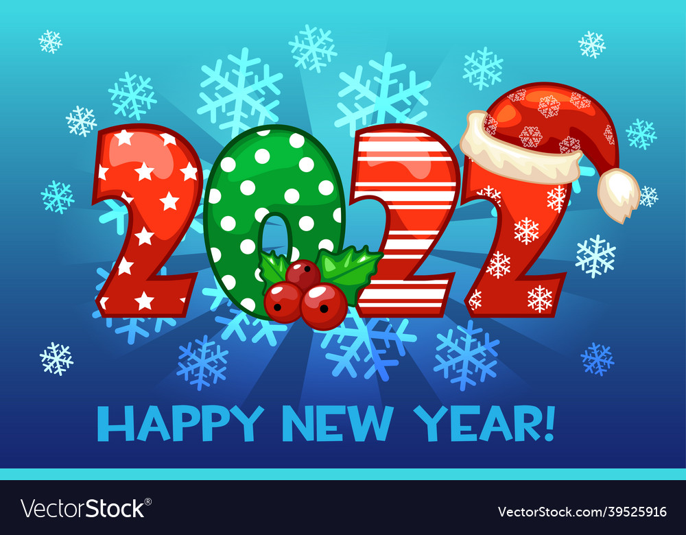 2022 Happy New Year Greeting Card On A Background Vector Image