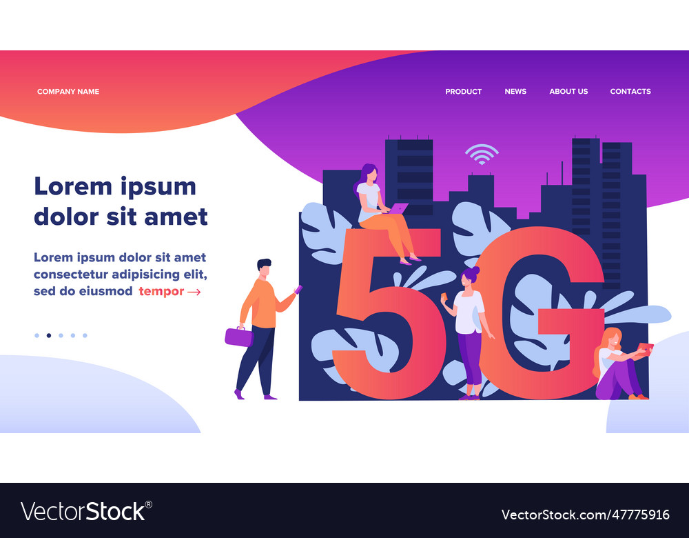 5g networks and telecom concept vector image 5g networks and telecom concept