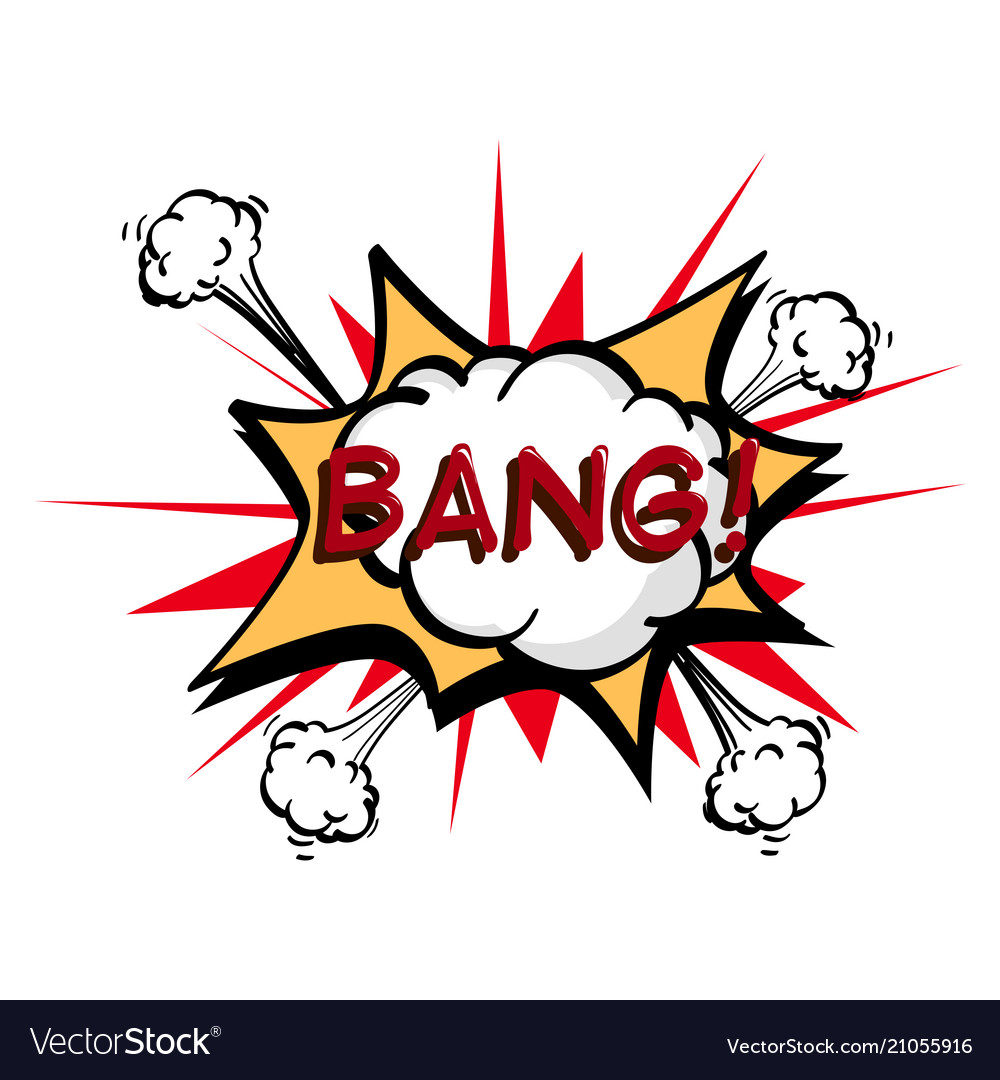 Bang colorful speech bubble and explosions in pop Vector Image