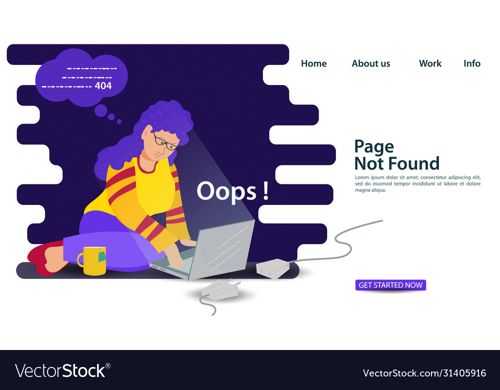 Banner oops 404 error page not found internet