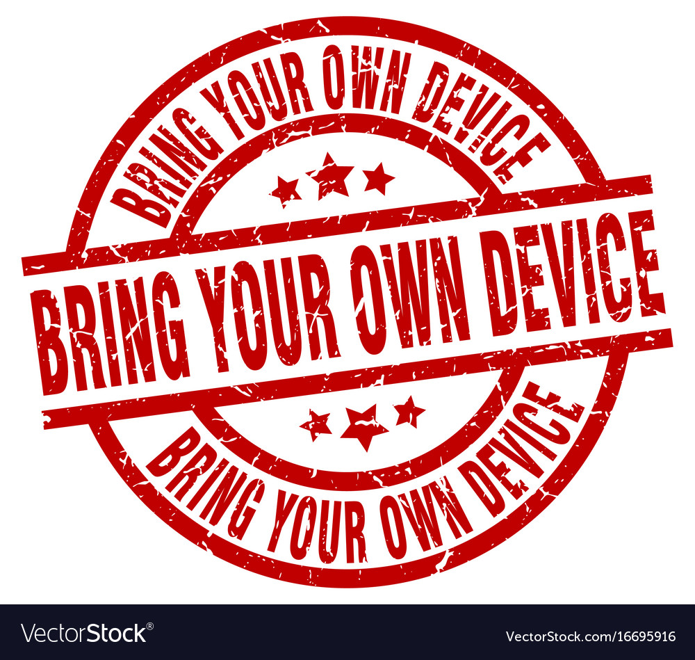 Bring your own device round red grunge stamp