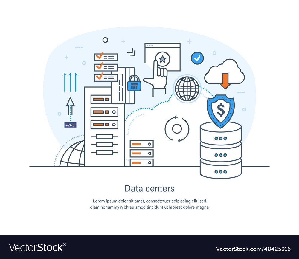 Data center cloud storage database digital vector image Data center cloud storage database digital