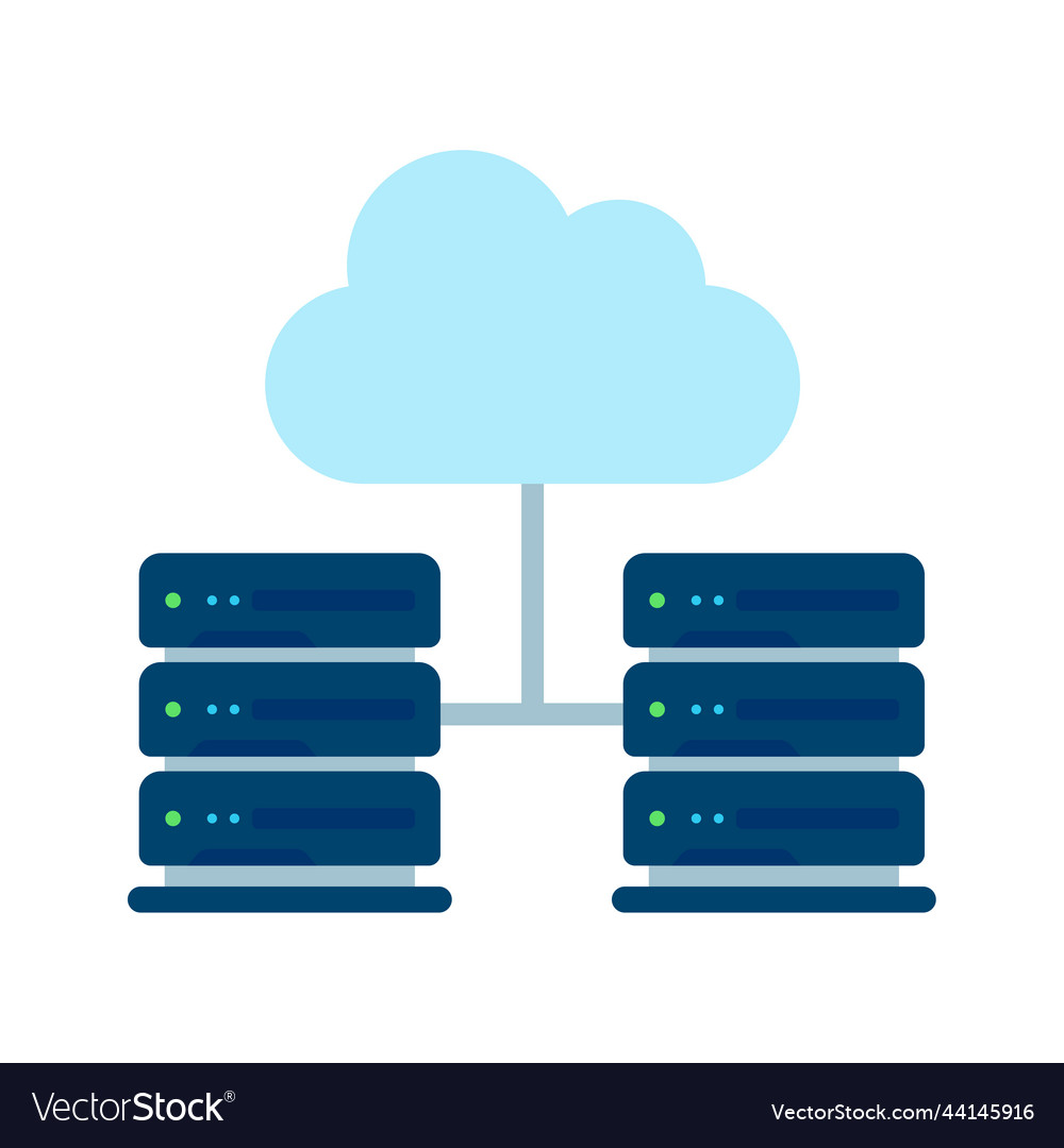 Database server data storage technology on cloud vector image Database server data storage technology on cloud