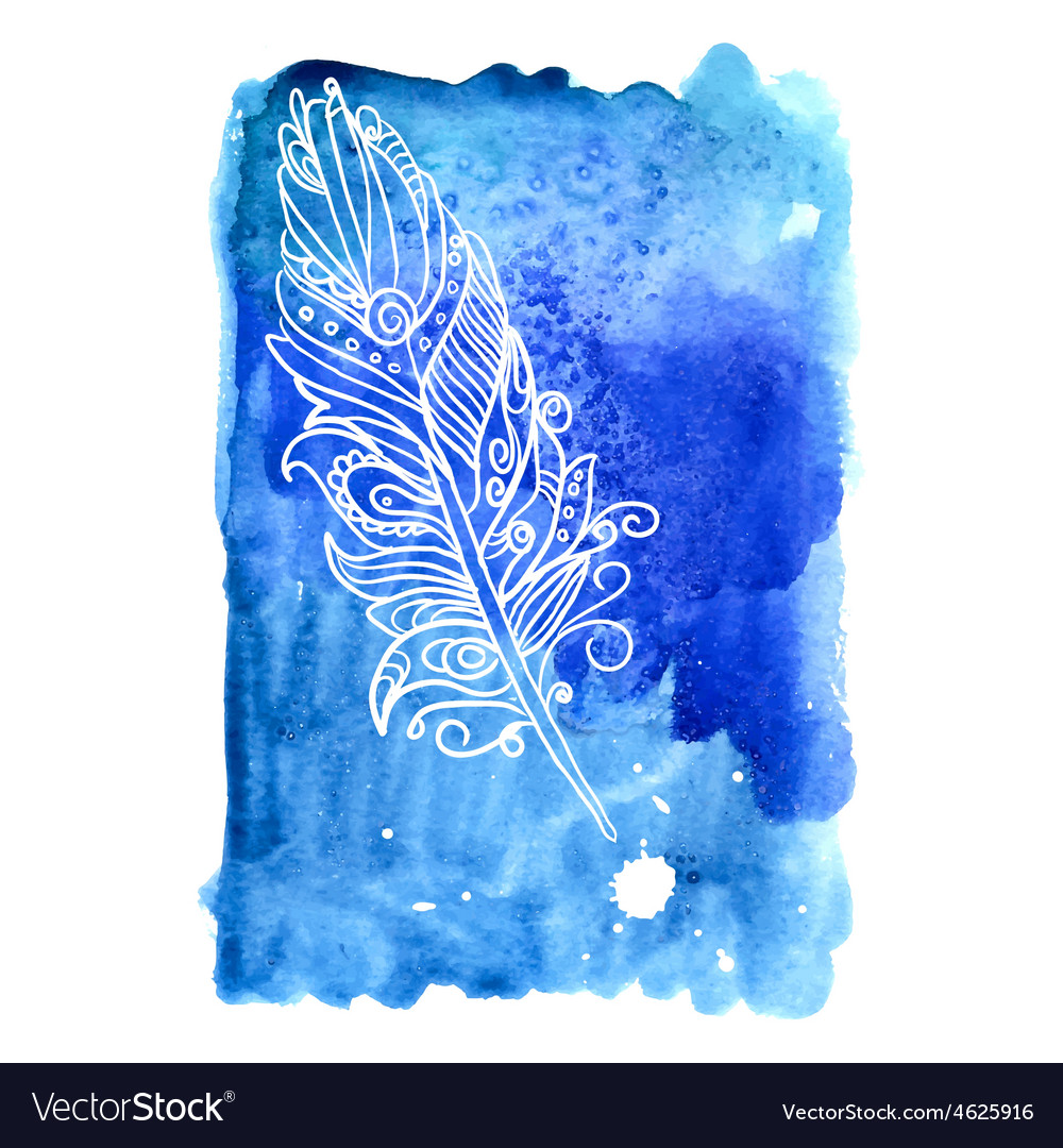 Feather painted live watercolor paint