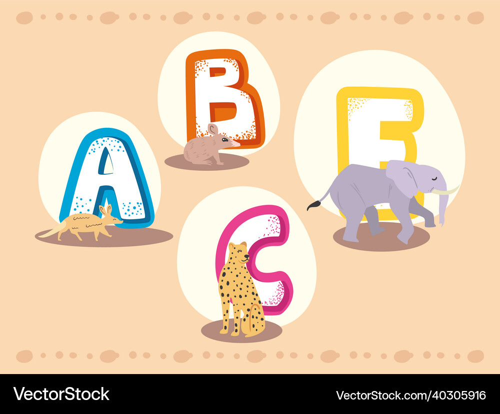 Four letters of alphabet Royalty Free Vector Image