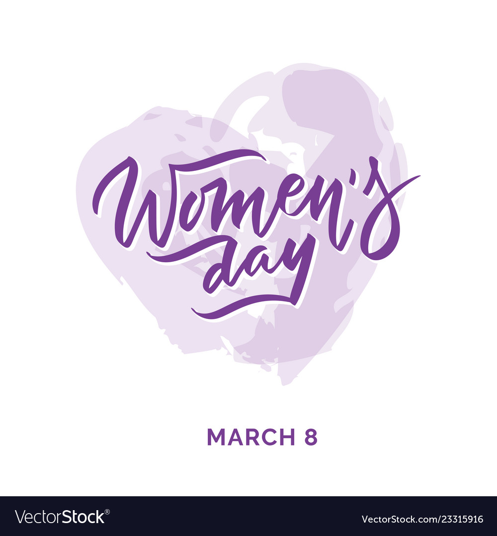 Happy womens day hand written lettering text