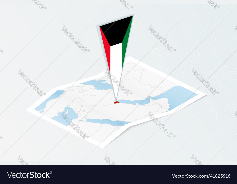 Isometric paper map of kuwait with triangular vector image Isometric paper map of kuwait with triangular