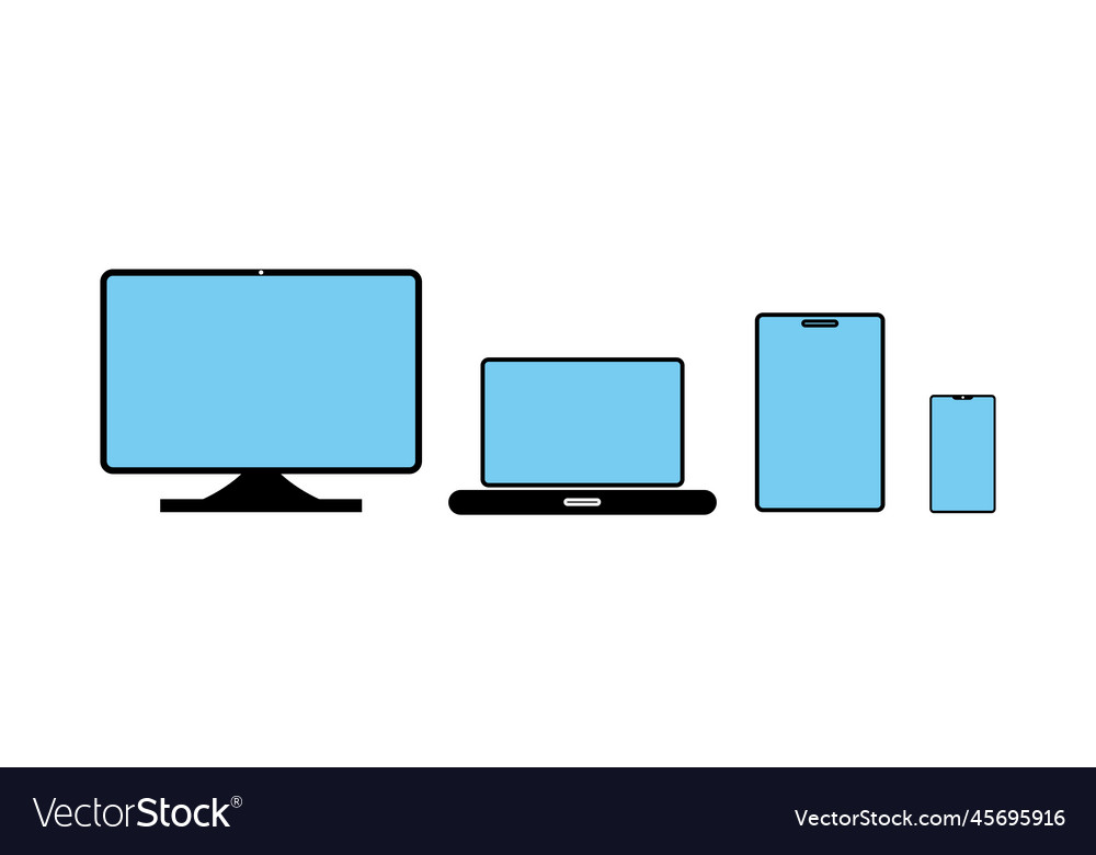 Mock up set of desktop computer laptop vector image Mock up set of desktop computer laptop