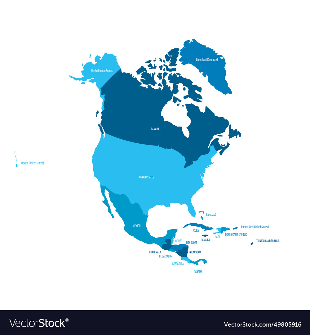 Political map of north america Royalty Free Vector Image