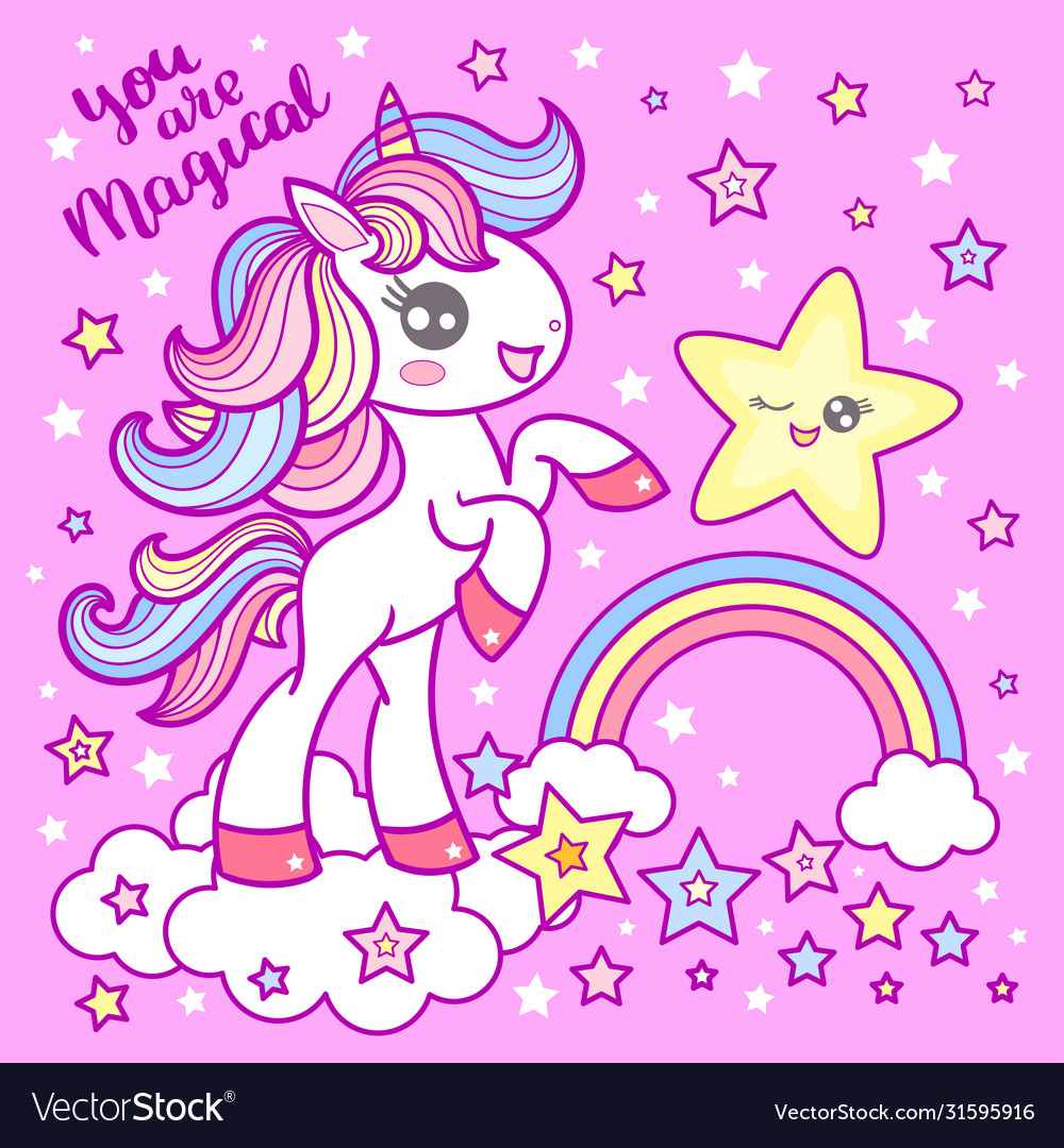 Princess unicorn rainbow and star children