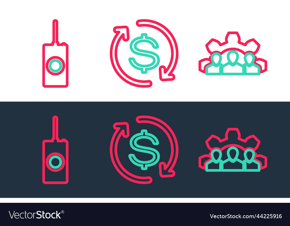 Set line project team base remote control vector image Set line project team base remote control