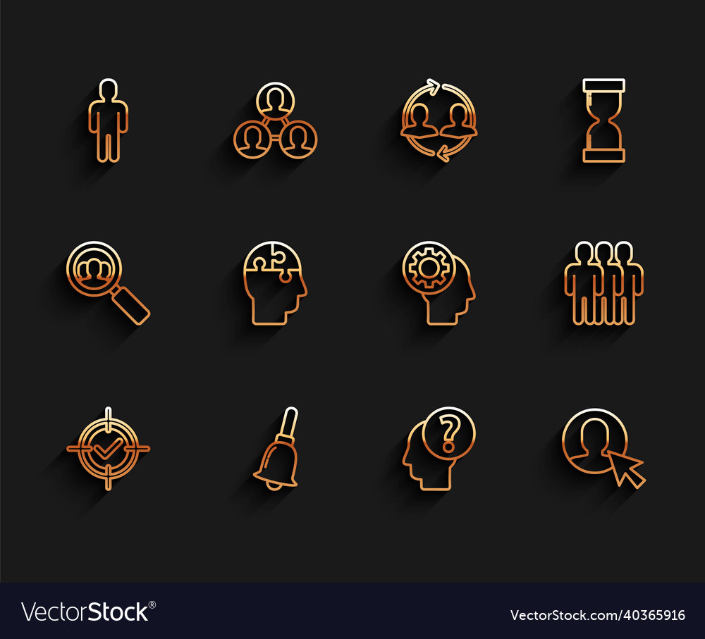 Set line target and check mark ringing bell user Vector Image Set line target and check mark ringing bell user