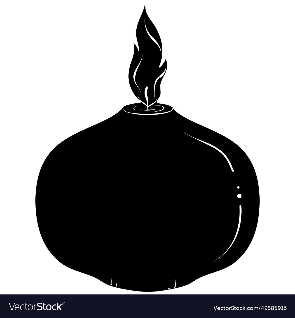 Silhouette burning round shape candle