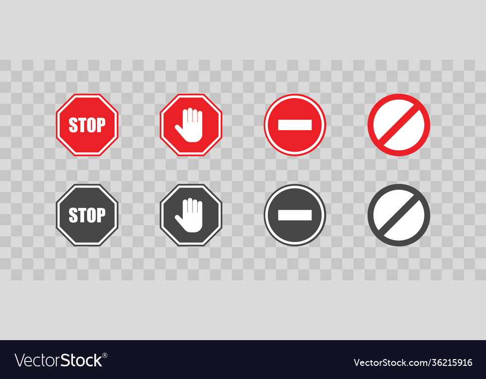 Stop sign in flat style on transparent background vector image Stop sign in flat style on transparent background