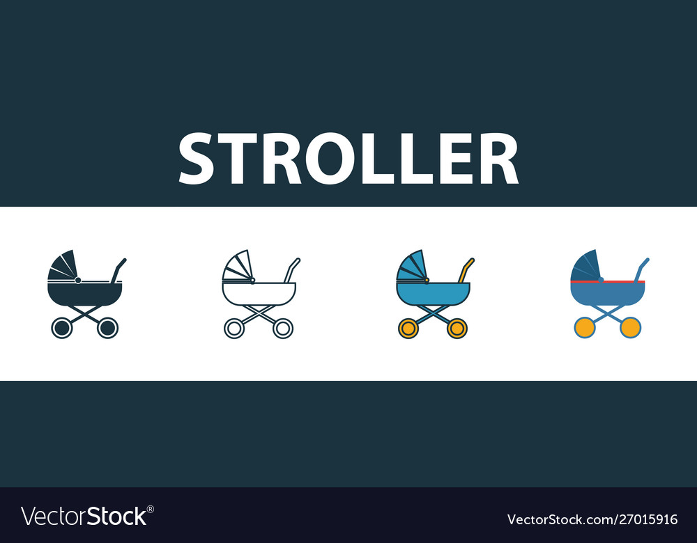 Stroller icon set four elements in different