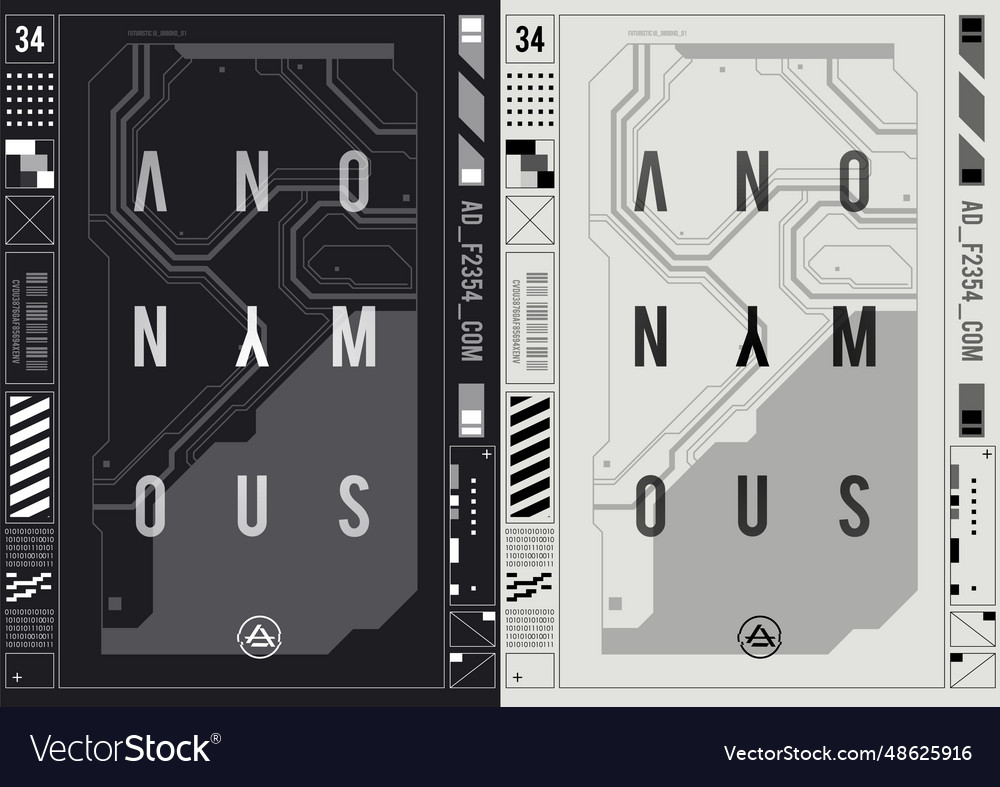 Tech abstract poster template with hud elements