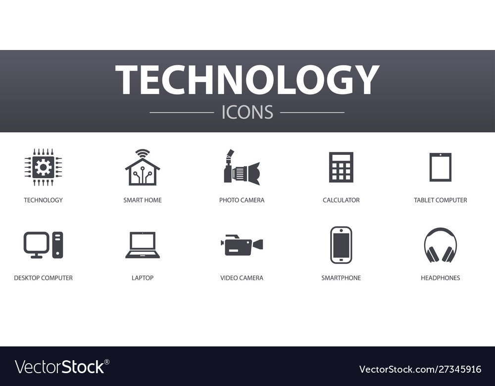 Technology simple concept icons set contains