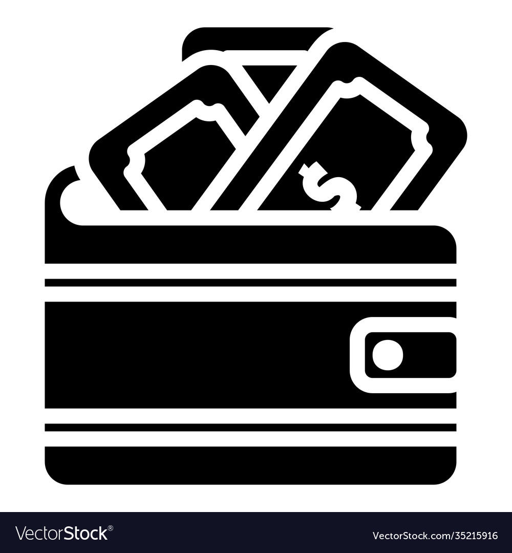 Wallet icon in solid style for any projects vector image Wallet icon in solid style for any projects