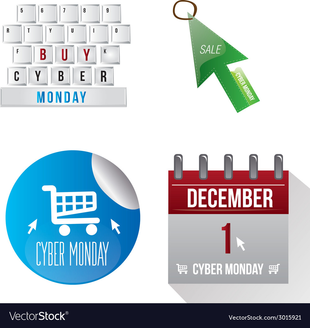 A set different elements with text for cyber