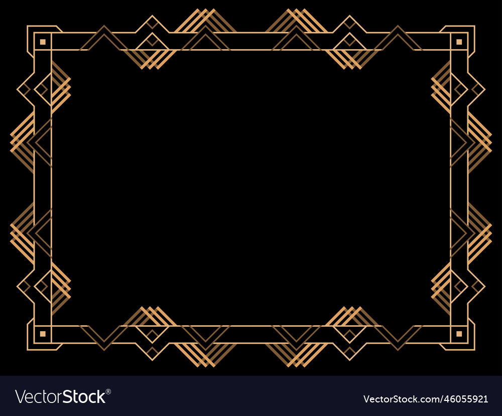 Art deco frame vintage linear border design Vector Image