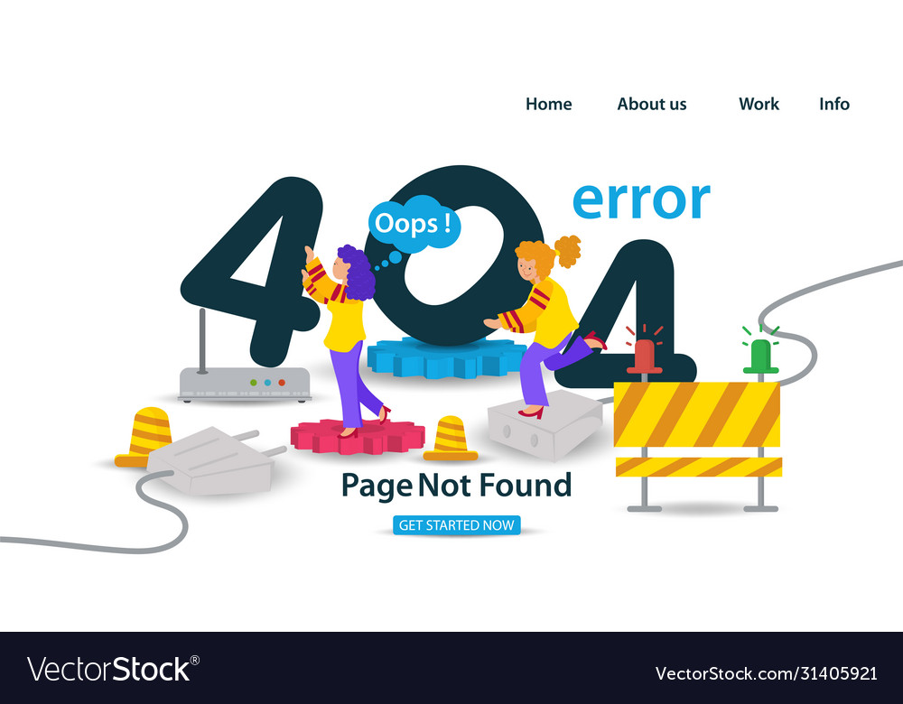 Banner oops 404 error page not found internet vector image Banner oops 404 error page not found internet
