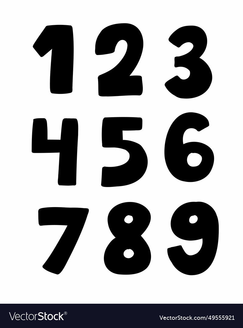 Capital black digits numbers font from 0 to 9