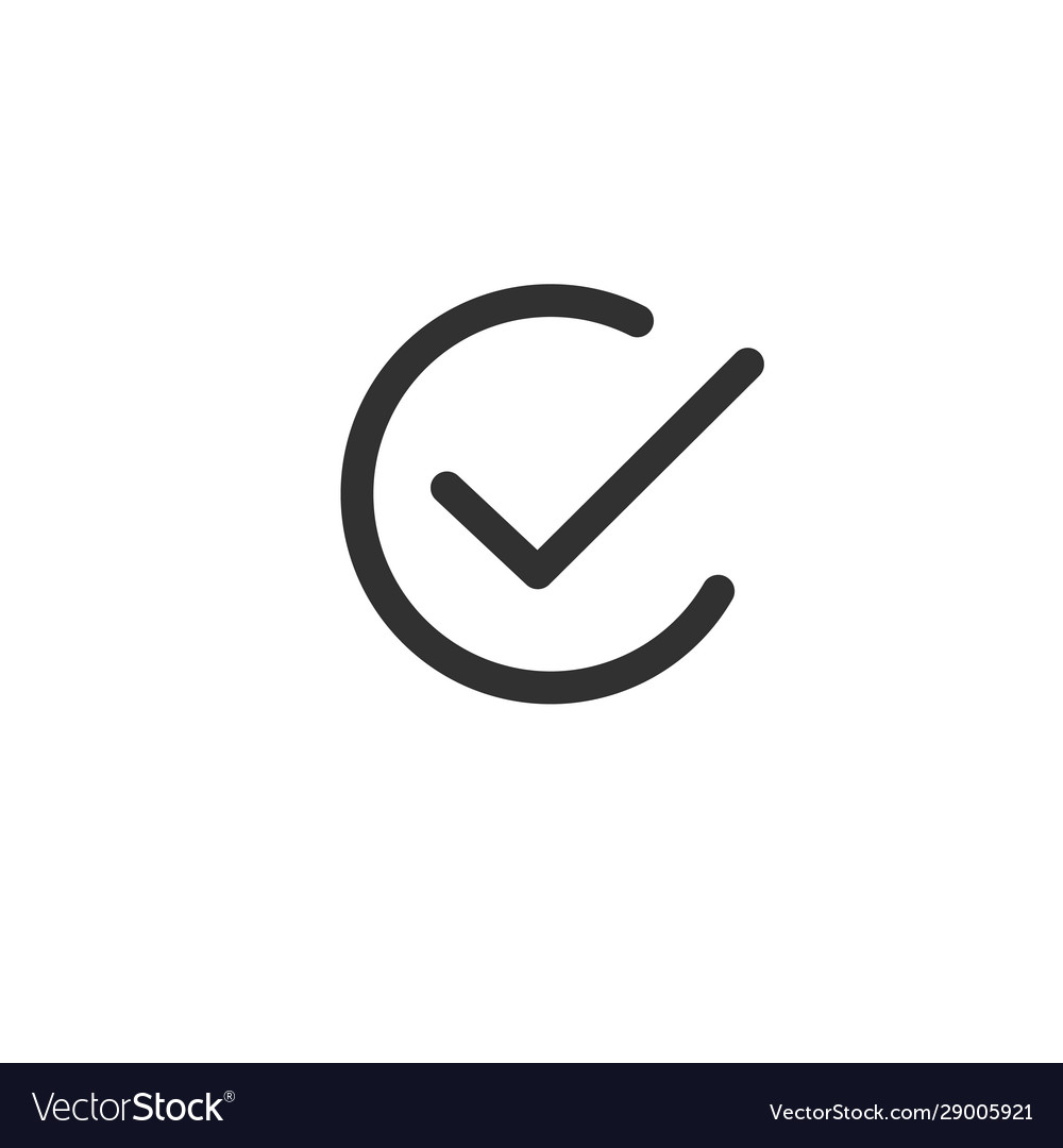 Check mark in circle isolated on white background