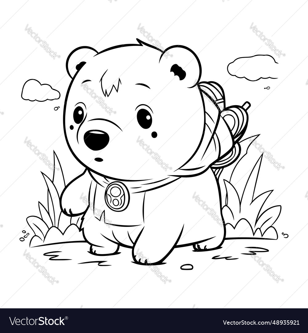 Coloring page outline of cute cartoon bear