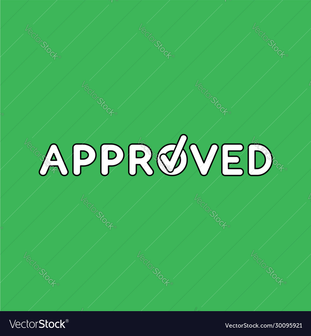 Concept approved text with check mark Vector Image Concept approved text with check mark