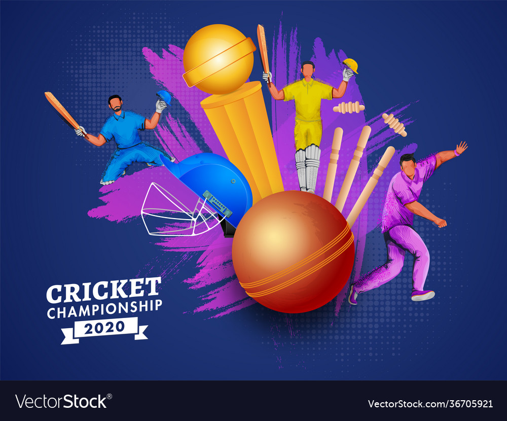 Cricketers players in different pose vector image Cricketers players in different pose
