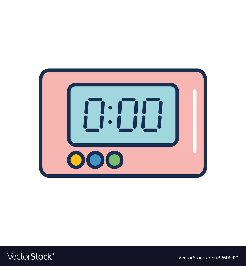 Digital alarm clock icon line fill style