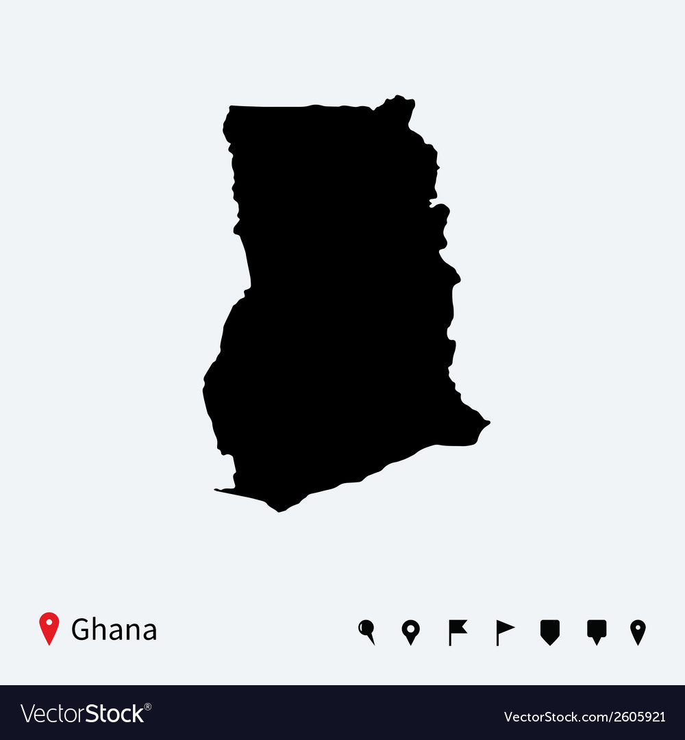 Ghana Map with Navigation Pins